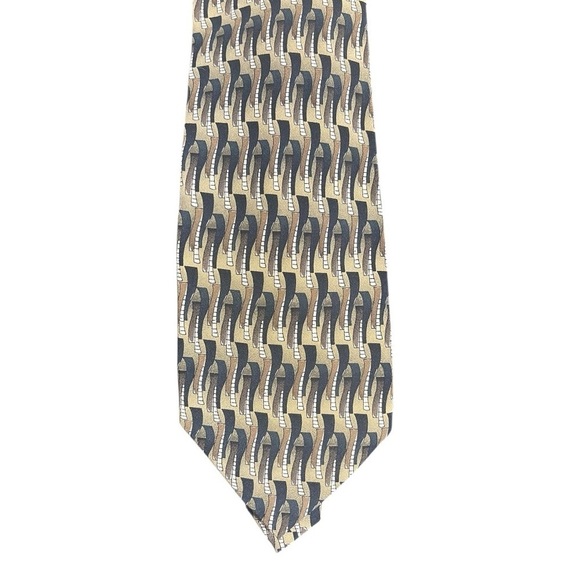 J. Garcia Other - J. Garcia Geometric Silk Tie in Black, Brown and Tan